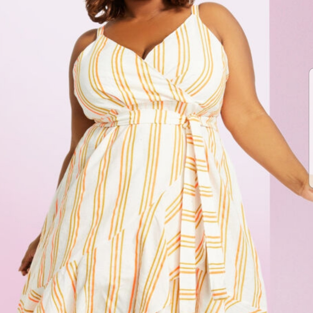Linen neon stripe dress